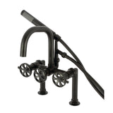 Belknap Three-Handle 2-Hole Deck Mount Clawfoot Tub Faucet with Hand Shower