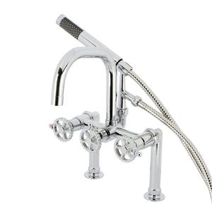 Fuller Three-Handle 2-Hole Deck Mount Clawfoot Tub Faucet with Hand Shower