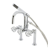 Webb Three-Handle 2-Hole Deck Mount Clawfoot Tub Faucet with Hand Shower