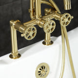 Fuller Three-Handle 2-Hole Deck-Mount Clawfoot Tub Faucet with Hand Shower