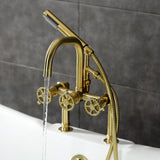 Fuller Three-Handle 2-Hole Deck-Mount Clawfoot Tub Faucet with Hand Shower
