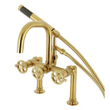 Fuller Three-Handle 2-Hole Deck Mount Clawfoot Tub Faucet with Hand Shower