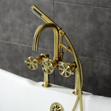 Belknap Three-Handle 2-Hole Deck-Mount Clawfoot Tub Faucet with Hand Shower
