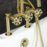 Belknap Three-Handle 2-Hole Deck-Mount Clawfoot Tub Faucet with Hand Shower