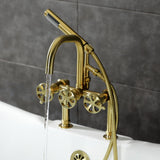 Belknap Three-Handle 2-Hole Deck-Mount Clawfoot Tub Faucet with Hand Shower