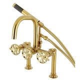 Belknap Three-Handle 2-Hole Deck-Mount Clawfoot Tub Faucet with Hand Shower
