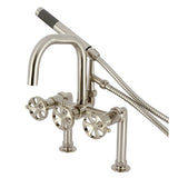 Belknap Three-Handle 2-Hole Deck Mount Clawfoot Tub Faucet with Hand Shower