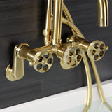 Webb Three-Handle 2-Hole Wall Mount Clawfoot Tub Faucet with Hand Shower