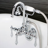 Aqua Vintage Three-Handle 2-Hole Tub Wall Mount Clawfoot Tub Faucet with Hand Shower