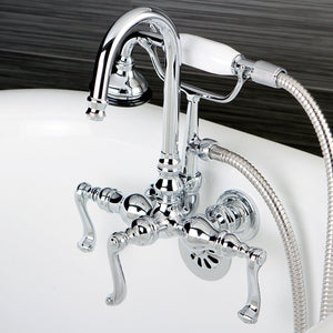 Royale Three-Handle 2-Hole Tub Wall Mount Clawfoot Tub Faucet with Hand Shower