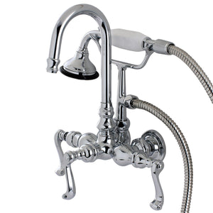 Royale Three-Handle 2-Hole Tub Wall Mount Clawfoot Tub Faucet with Hand Shower