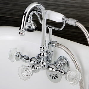 Celebrity Three-Handle 2-Hole Tub Wall Mount Clawfoot Tub Faucet with Hand Shower