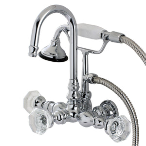 Celebrity Three-Handle 2-Hole Tub Wall Mount Clawfoot Tub Faucet with Hand Shower