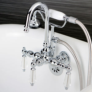 Wilshire Three-Handle 2-Hole Tub Wall Mount Clawfoot Tub Faucet with Hand Shower