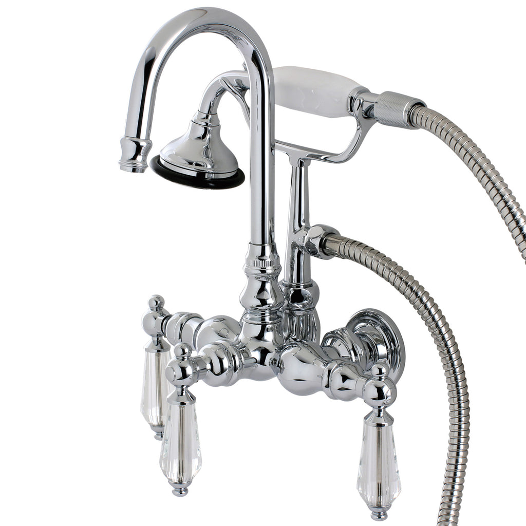 Wilshire Three-Handle 2-Hole Tub Wall Mount Clawfoot Tub Faucet with Hand Shower