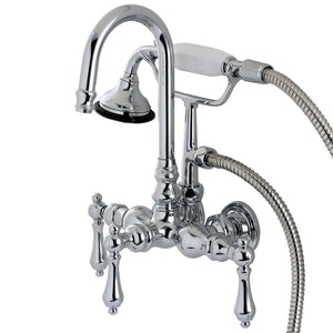 Aqua Vintage Three-Handle 2-Hole Tub Wall Mount Clawfoot Tub Faucet with Hand Shower