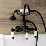 Aqua Vintage Three-Handle 2-Hole Tub Wall Mount Clawfoot Tub Faucet with Hand Shower