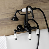 Aqua Vintage Three-Handle 2-Hole Tub Wall Mount Clawfoot Tub Faucet with Hand Shower