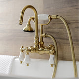 Aqua Vintage Three-Handle 2-Hole Tub Wall Mount Clawfoot Tub Faucet with Hand Shower