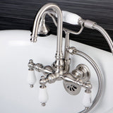 Aqua Vintage Three-Handle 2-Hole Tub Wall Mount Clawfoot Tub Faucet with Hand Shower