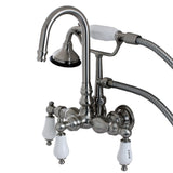 Aqua Vintage Three-Handle 2-Hole Tub Wall Mount Clawfoot Tub Faucet with Hand Shower