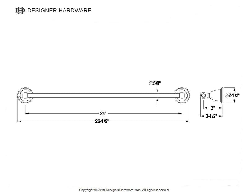 English Vintage 24-Inch Single Towel Bar