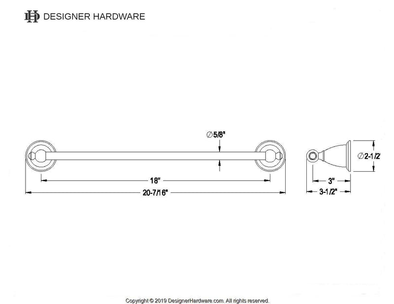 English Vintage 18-Inch Single Towel Bar