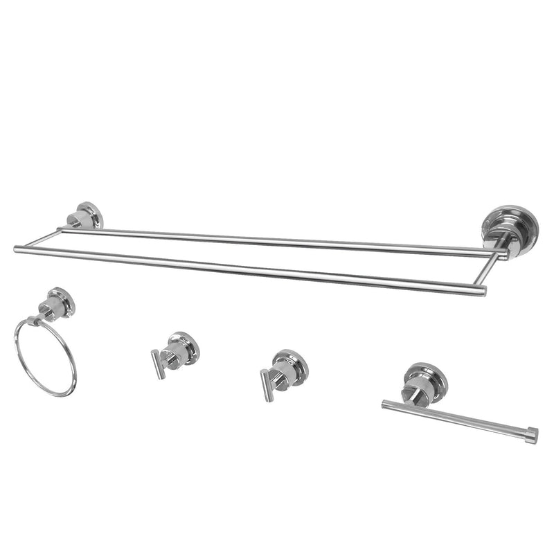 Concord 5-Piece 30-Inch Dual Towel Bar Bathroom Accessory Set