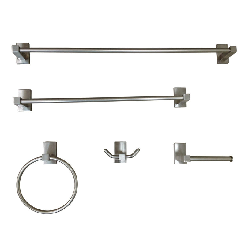 Continental 5-Piece 18-Inch and 24-Inch Towel Bars Bathroom Accessory Set