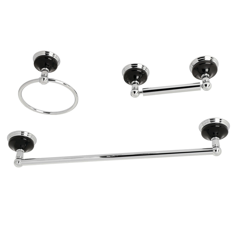 Water Onyx 3-Piece 24-Inch Towel Bar Bathroom Accessory Set