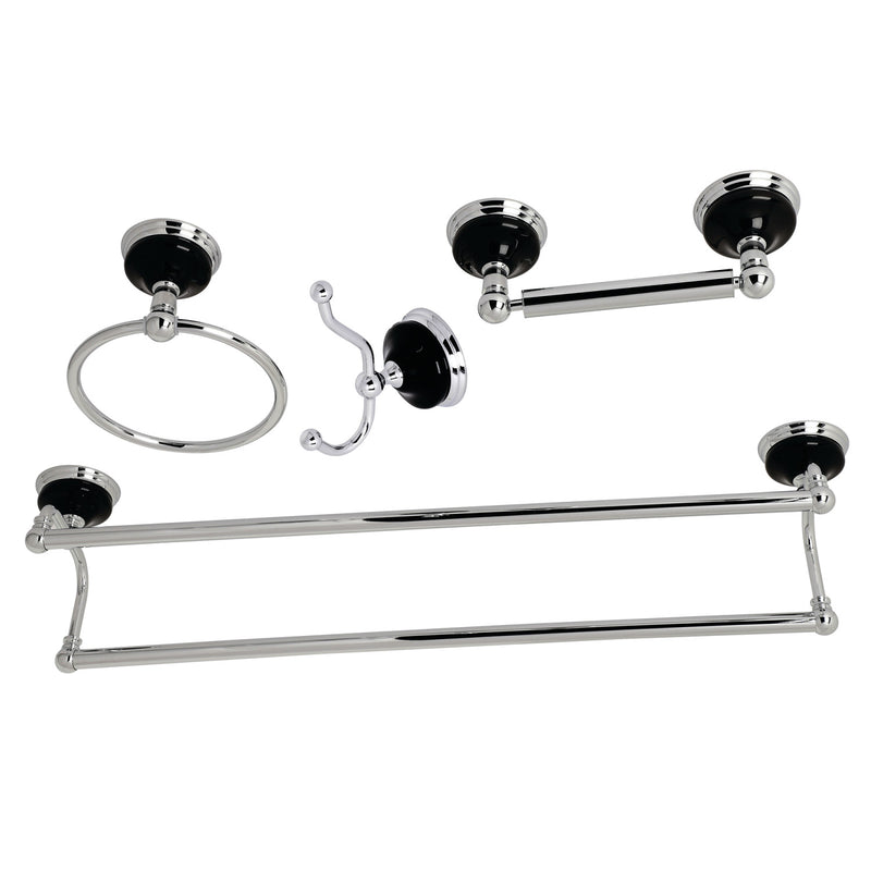 Water Onyx 4-Piece 24-Inch Dual Towel Bar Bathroom Accessory Set