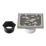 Watercourse 4-Inch Square Grid Shower Drain with Hair Catcher