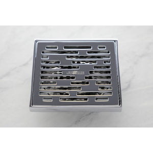 Watercourse 4-Inch Square Grid Shower Drain with Hair Catcher