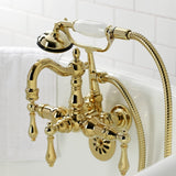 Heritage Three-Handle 2-Hole Tub Wall Mount Clawfoot Tub Faucet with Hand Shower
