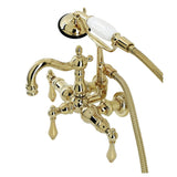 Heritage Three-Handle 2-Hole Tub Wall Mount Clawfoot Tub Faucet with Hand Shower