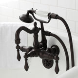 Heritage Three-Handle 2-Hole Tub Wall Mount Clawfoot Tub Faucet with Hand Shower