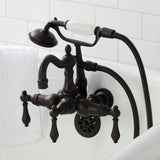 Heritage Three-Handle 2-Hole Tub Wall Mount Clawfoot Tub Faucet with Hand Shower