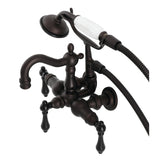 Heritage Three-Handle 2-Hole Tub Wall Mount Clawfoot Tub Faucet with Hand Shower
