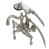 Heritage Three-Handle 2-Hole Tub Wall Mount Clawfoot Tub Faucet with Hand Shower