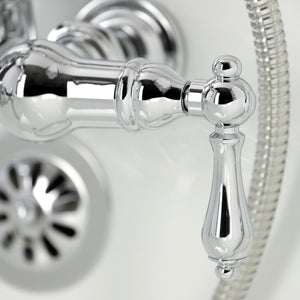 Heritage Three-Handle 2-Hole Tub Wall Mount Clawfoot Tub Faucet with Hand Shower