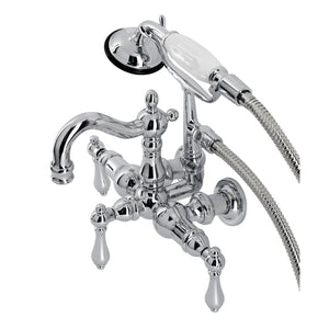 Heritage Three-Handle 2-Hole Tub Wall Mount Clawfoot Tub Faucet with Hand Shower