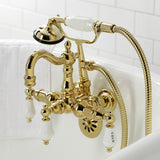 Heritage Three-Handle 2-Hole Tub Wall Mount Clawfoot Tub Faucet with Hand Shower