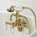 Heritage Three-Handle 2-Hole Tub Wall Mount Clawfoot Tub Faucet with Hand Shower