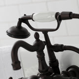 Heritage Three-Handle 2-Hole Tub Wall Mount Clawfoot Tub Faucet with Hand Shower