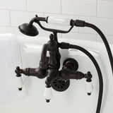 Heritage Three-Handle 2-Hole Tub Wall Mount Clawfoot Tub Faucet with Hand Shower