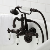 Heritage Three-Handle 2-Hole Tub Wall Mount Clawfoot Tub Faucet with Hand Shower