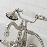 Heritage Three-Handle 2-Hole Tub Wall Mount Clawfoot Tub Faucet with Hand Shower