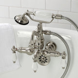 Heritage Three-Handle 2-Hole Tub Wall Mount Clawfoot Tub Faucet with Hand Shower