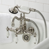 Heritage Three-Handle 2-Hole Tub Wall Mount Clawfoot Tub Faucet with Hand Shower