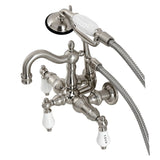 Heritage Three-Handle 2-Hole Tub Wall Mount Clawfoot Tub Faucet with Hand Shower